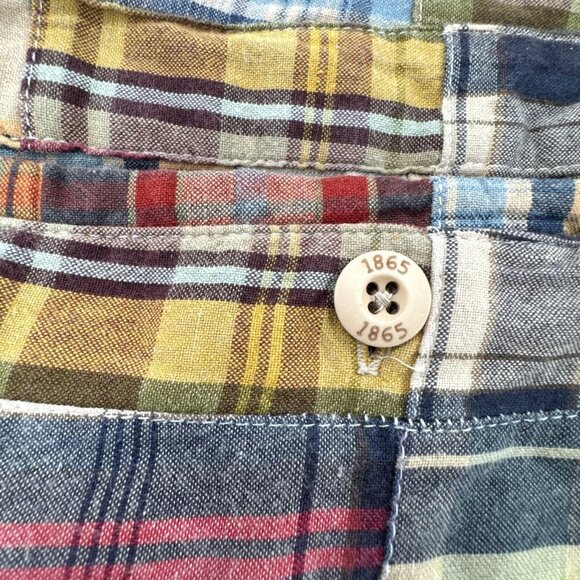 Vintage Duck Head Shorts Mens 34 Tan Madras Plaid Cotton Chino Patchwork Y2K - Picture 13 of 15